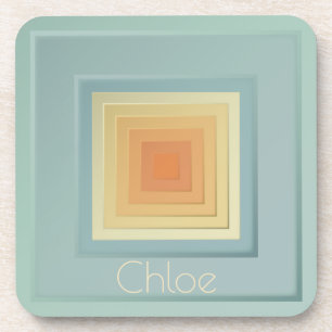 Classy Geometric Squares (lichtblauw & geel) Onderzetter