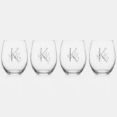 Classy gepersonaliseerde achternaam wijnglas zonder voet (Achterkant)