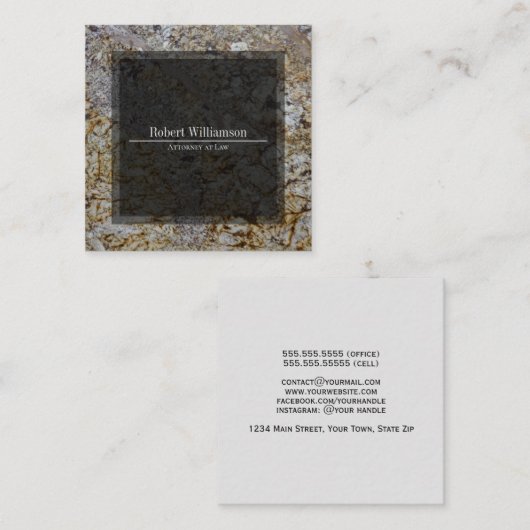 Classy gepolijst steen grijs, roest & taupe plein vierkante visitekaartje (Voorkant / Achterkant)