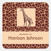 Classy Giraffe print met eigenschap of text Vierkante Sticker (Voorkant)