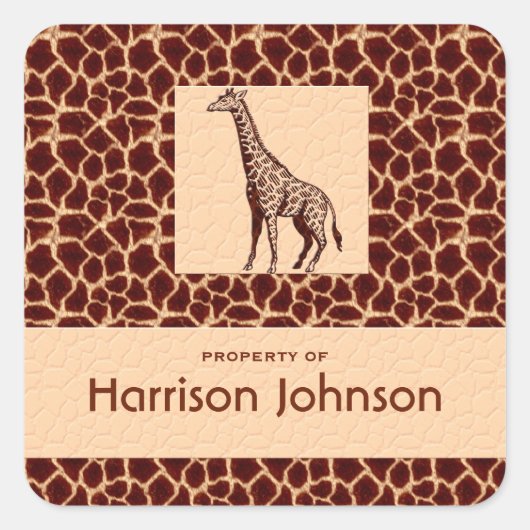Classy Giraffe print met eigenschap of text Vierkante Sticker (Voorkant)