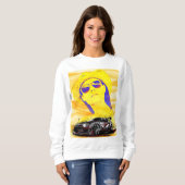 Classy Girl met zonnebrillen en T-Shirt-Mok Trui (Voorkant volledig)