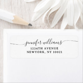 Classy Girly Elegant Minimalist Black Grey Script Etiket