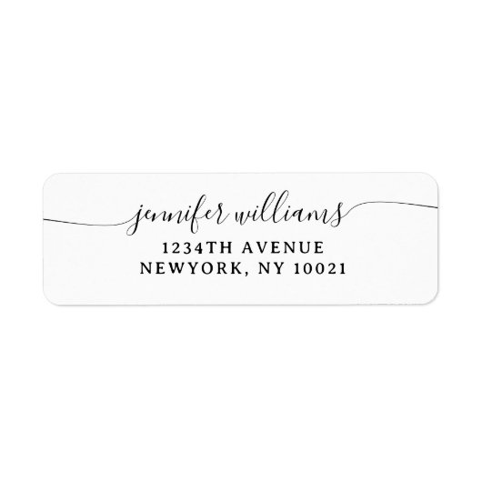 Classy Girly Elegant Minimalist Black Grey Script Etiket (Voorkant)