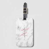 Classy Girly Luxury Marble Design Name Monogram Bagagelabel (Voorkant (verticaal))