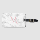 Classy Girly Luxury Marble Design Name Monogram Bagagelabel (Voorkant (horizontaal))