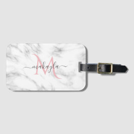 Classy Girly Luxury Marble Design Name Monogram Bagagelabel