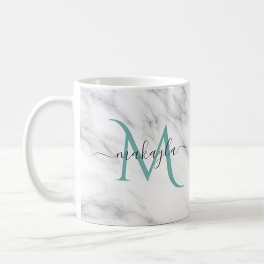 Classy Girly Marble Script Name Monogram Koffiemok (Links)