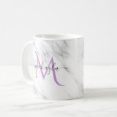 Classy Girly Marble Script Name Monogram Koffiemok (Voorkant links)