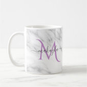 Classy Girly Marble Script Name Monogram Koffiemok (Links)