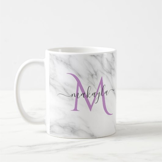Classy Girly Marble Script Name Monogram Koffiemok (Links)