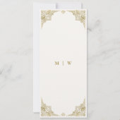 Classy Glam Gold Art Deco  Wedding Menu Kaart (Achterkant)