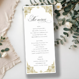 Classy Glam Gold Art Deco  Wedding Menu Kaart