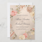 Classy Glam Peachy Gold Hand Geschilderde Rozen br Kaart (Voorkant)