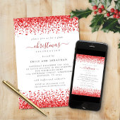 Classy Glam Red Glitter Kerstfeest Wit Kaart