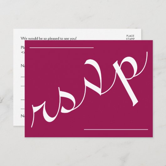 Classy & Glamoureus "rsvp" Briefkaart (Voorkant / Achterkant)