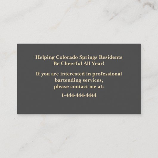Classy Glitter Mixologist Bartender Visitekaartje (Achterkant)