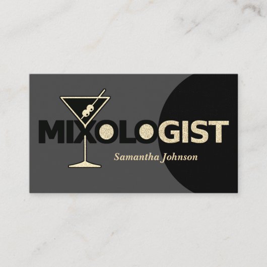 Classy Glitter Mixologist Bartender Visitekaartje (Voorkant)
