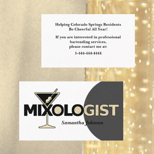 Classy Glitter Mixologist Bartender Visitekaartje