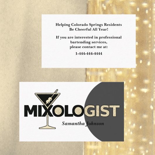 Classy Glitter Mixologist Bartender Visitekaartje