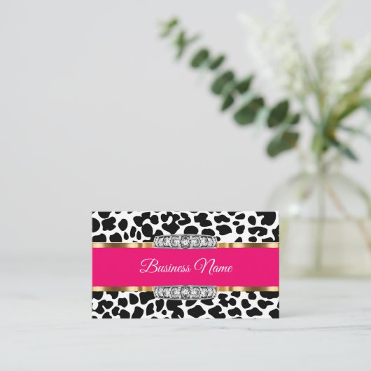 Classy Glitzy Animal Pattern Trendy Visitekaartjes (Staand voorkant)