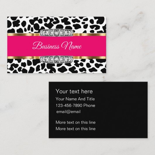 Classy Glitzy Animal Pattern Trendy Visitekaartjes (Voorkant / Achterkant)
