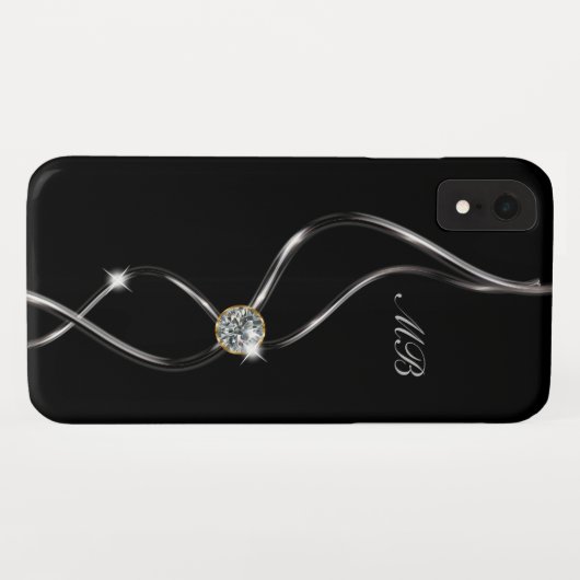 Classy Glitzy Bling Dames Monogram Case-Mate iPhone Case (Achterkant (horizontaal))