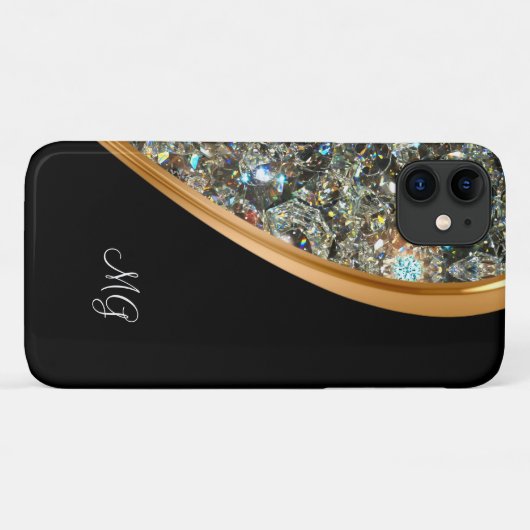 Classy Glitzy Dames Bling Monogram Case-Mate iPhone Case (Achterkant (horizontaal))