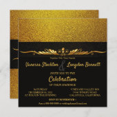 Classy Glitzy Gold Wedding Invitation Kaart (Voorkant / Achterkant)
