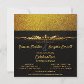 Classy Glitzy Gold Wedding Invitation Kaart (Voorkant)