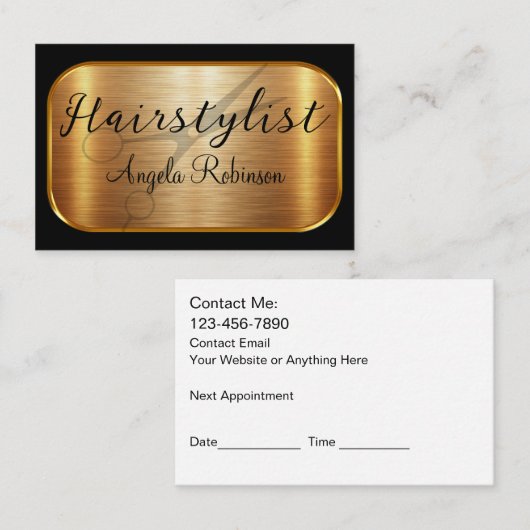 Classy Glitzy Haarstylist Beauty Visitekaartjes (Voorkant / Achterkant)