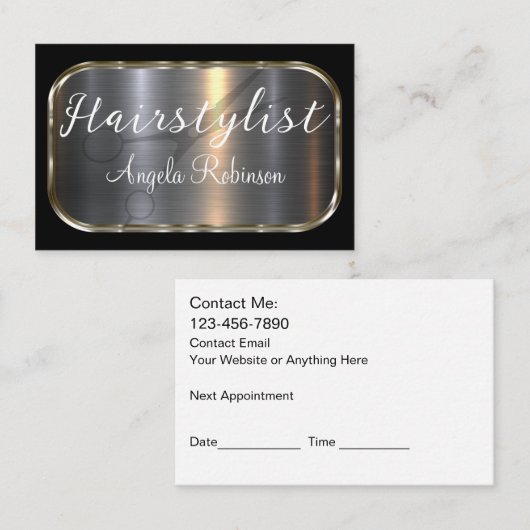 Classy Glitzy Haarstylist Beauty Visitekaartjes (Voorkant / Achterkant)
