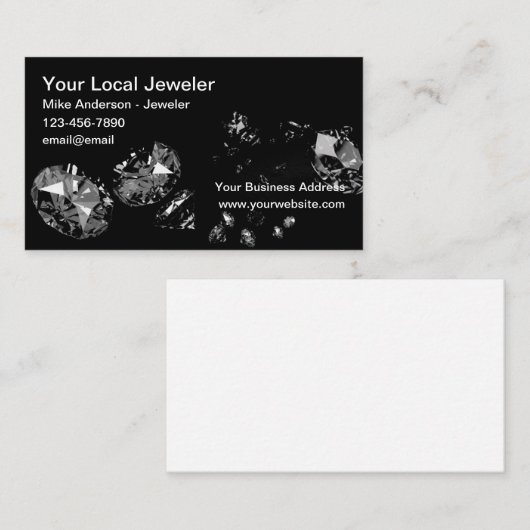 Classy Glitzy Jeweler Diamonds Theme Visitekaartje (Voorkant / Achterkant)