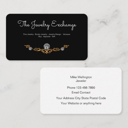 Classy Glitzy Jeweler Visitekaartje (Voorkant / Achterkant)