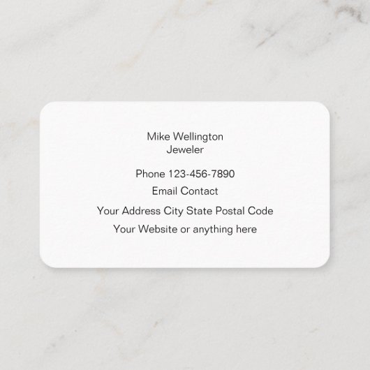 Classy Glitzy Jeweler Visitekaartje (Achterkant)