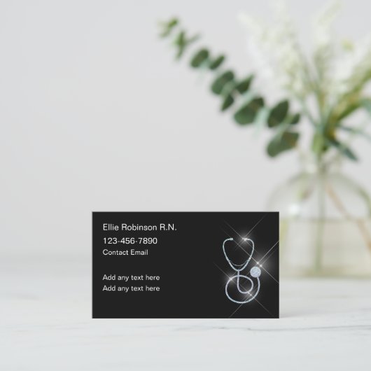 Classy Glitzy Medical Nurse Visitekaartjes (Staand voorkant)