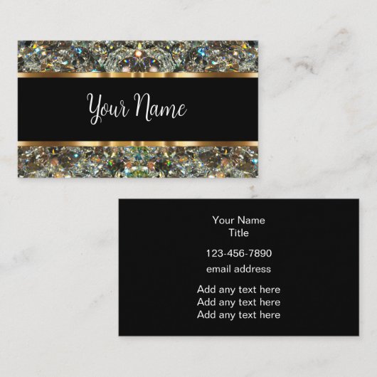 Classy Glitzy Monogram Editable Visitekaartjes (Voorkant / Achterkant)