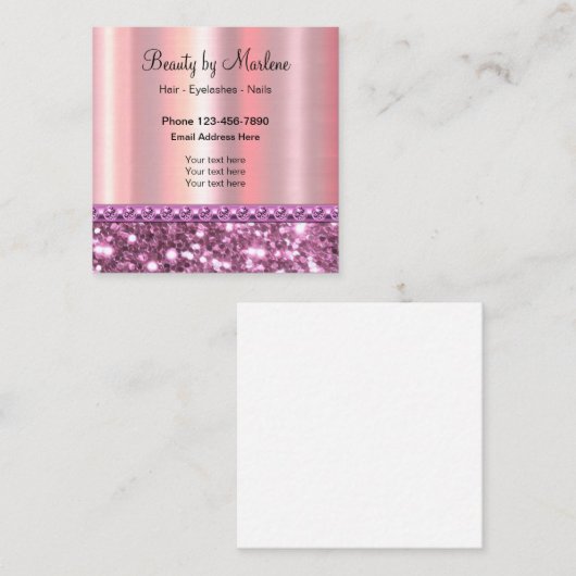 Classy Glitzy Roos Gold Kijk uit Vierkante Visitekaartje (Voorkant / Achterkant)