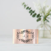 Classy Glitzy Roze Glanzende Monogram Visitekaartj Visitekaartje (Staand voorkant)