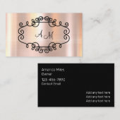 Classy Glitzy Roze Glanzende Monogram Visitekaartj Visitekaartje (Voorkant / Achterkant)