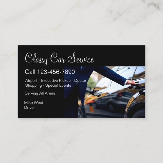 Classy Glossy Car Service Uber Driver Visitekaartje (Voorkant)