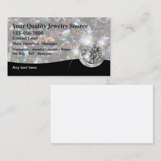 Classy Glossy Luxury Jewellery Store Visitekaartje (Voorkant / Achterkant)