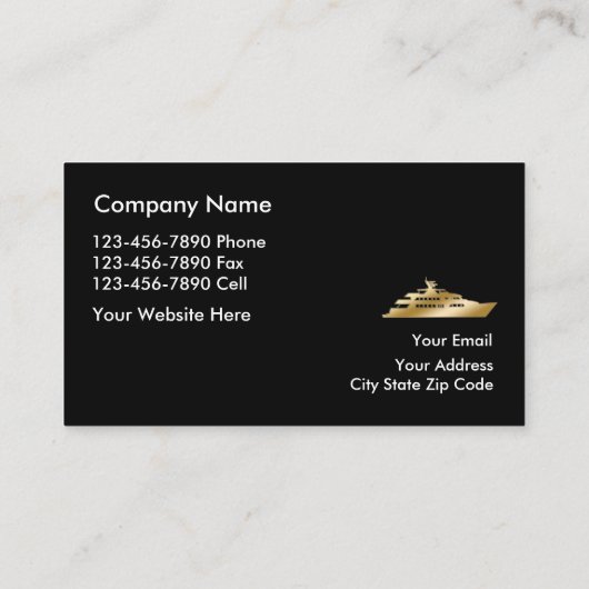 Classy Glossy Yacht Broker Visitekaartjes (Achterkant)