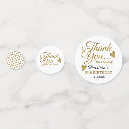 Classy Gold 50e verjaardag Hartelijk dank Confetti (Voorkanten)