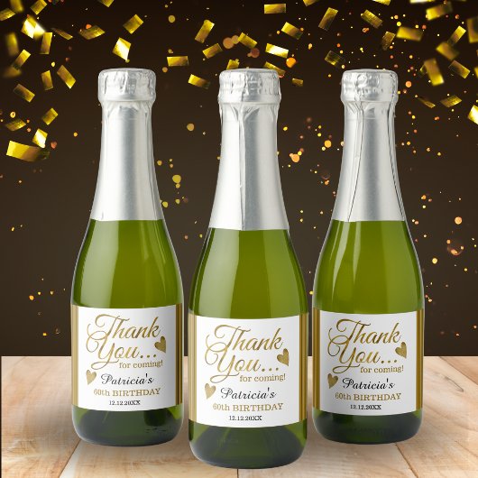 Classy Gold 60e verjaardag dank u klassieke ronde Sparkling Wijnetiket