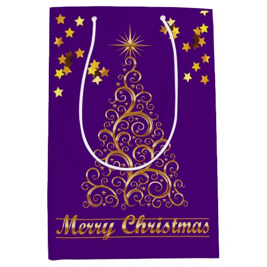 Classy Gold Abstract kerstboom - cadeautas (Voorkant)