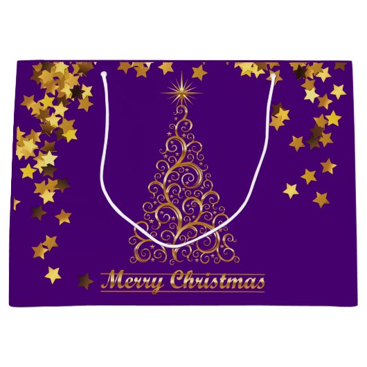 Classy Gold Abstract kerstboom - cadeautas (Voorkant)