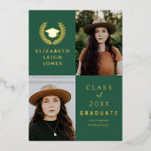Classy Gold Afstuderen Foto Folie Uitnodiging (Voorkant)
