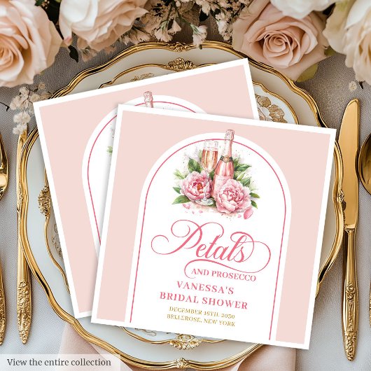Classy Gold and Blush Petals and Prosecco Napkins Servet