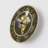 Classy Gold  Angel en Violin Clock Ronde Klok (Hoek)